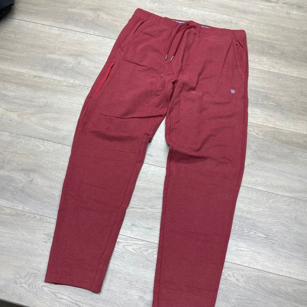 Mack Weldon Sunday Lounge Pants Mens XL Red Cotton Blend Drawstring Joggers